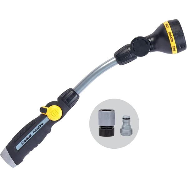 Melnor RelaxGrip 8-Pattern Metal Hose Nozzle – Adjustable Multi-Pattern Water Sprayer (Model R201)