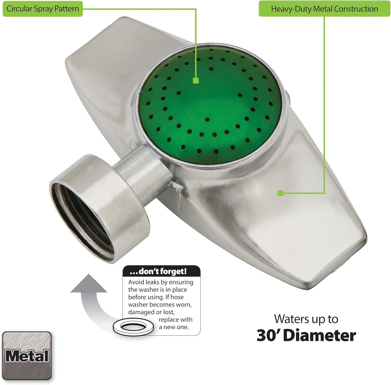 imageMelnor 65196AMZ Dual Pack Spot Sprinkler  Low Profile  Gentle Watering for Delicate Plants  Durable Metal Construction  Circular Spray Pattern  Waters Up to 30 Diameter  Green Silver