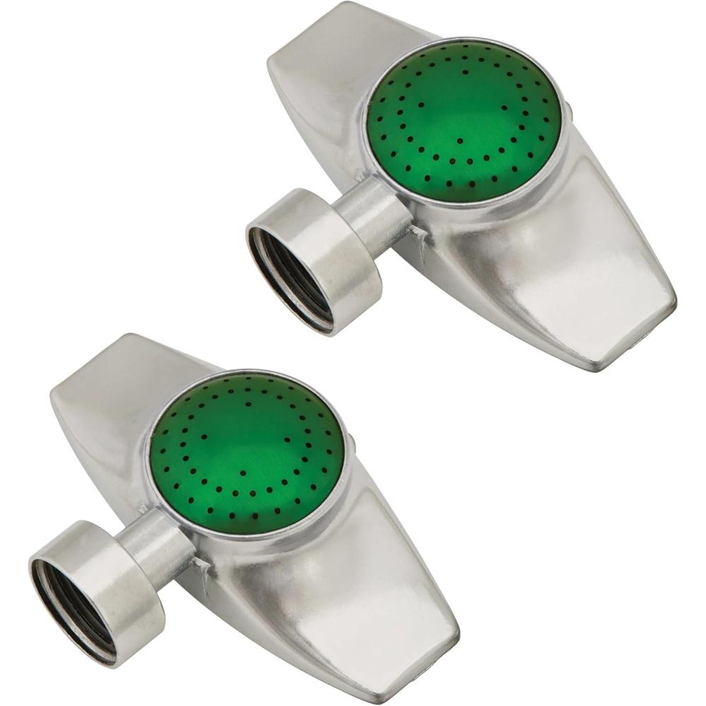 imageMelnor 65196AMZ Dual Pack Spot Sprinkler  Low Profile  Gentle Watering for Delicate Plants  Durable Metal Construction  Circular Spray Pattern  Waters Up to 30 Diameter  Green Silver