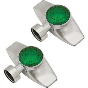 imageMelnor 65196AMZ Dual Pack Spot Sprinkler  Low Profile  Gentle Watering for Delicate Plants  Durable Metal Construction  Circular Spray Pattern  Waters Up to 30 Diameter  Green Silver