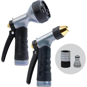 imageMelnor 65174AMZ 7Pattern Adjustable Nozzle Combo Set  HeavyDuty Metal Build  Comfort Grip QuickConnect Starter Set Included Silver Black