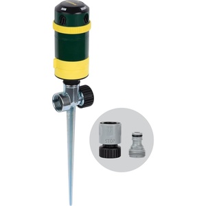 image:imageMelnor 65189AMZ Turbo Rotary Sprinkler on Step Spike 4 Spray Patterns Covers Up to 68 Ft Diameter QuickConnect Set GreenYellowRotary